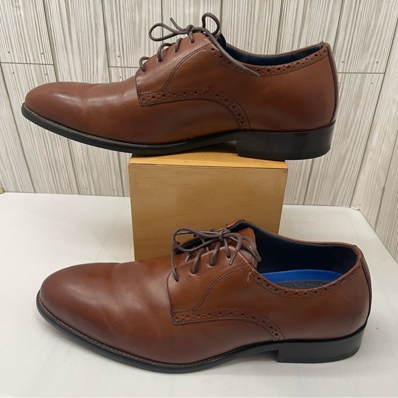 Johnston & Murphy Mens Oxford Plain Toe Shoes Brown Leather Lace Up Size 11